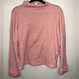 H&M Ribbed Mock Neck Felted Knit Sweater Small